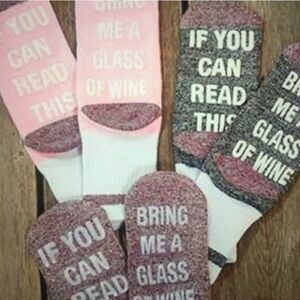 🍷 Funny Wine Socks Set (3) Sz 9-11 NEW